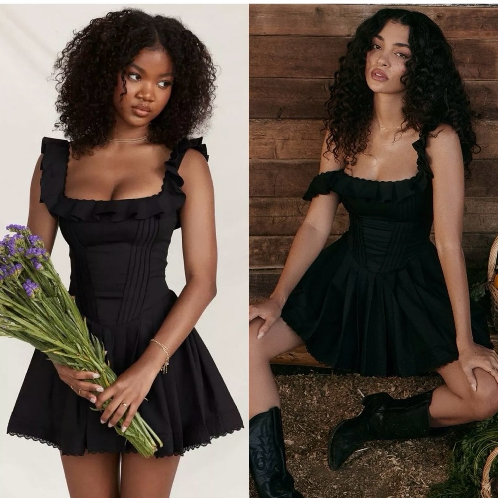 House of CB JEMIMA Black Pin Tuck Pleated Dress